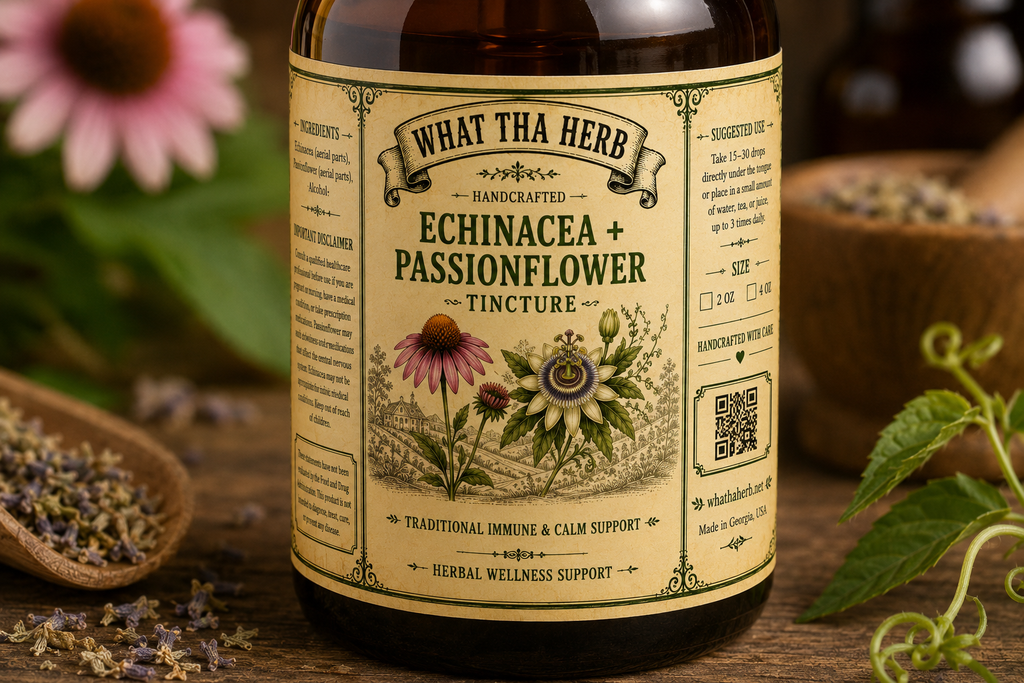 Echinacea Passionflower Tincture Herbal Extract Immune Wellness Calm Relaxation Support 2 oz 4 oz