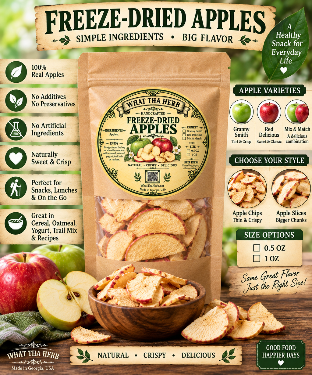 Freeze Dried Apples: Healthy Crunchy Fruit Snack - 0.5 oz / 1 oz Bags