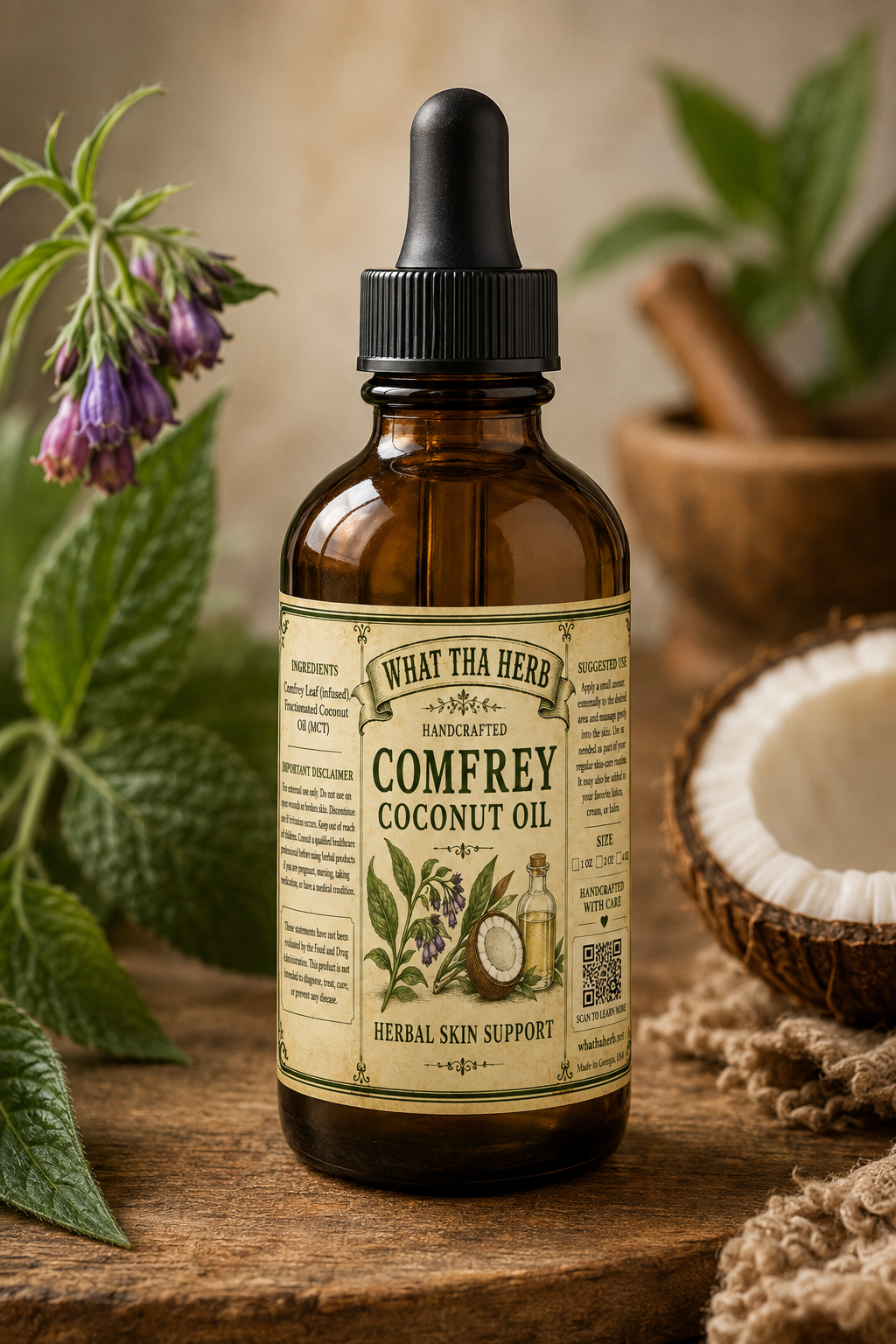 Comfrey Coconut Oil – Herbal Skin Support