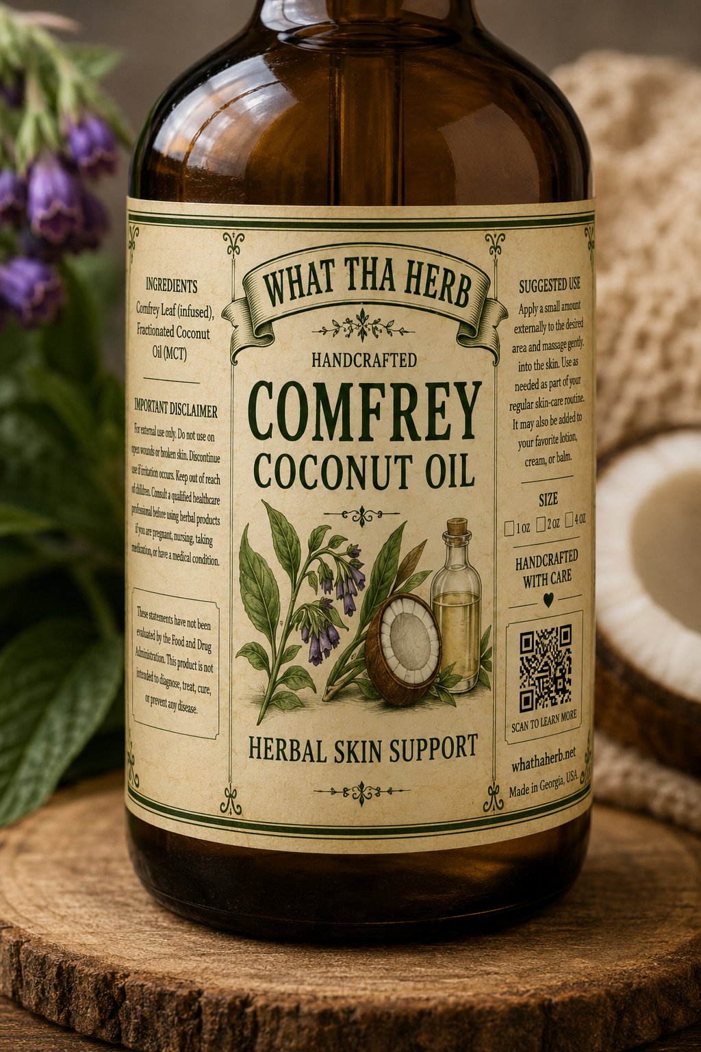 Comfrey Coconut Oil – Herbal Skin Support