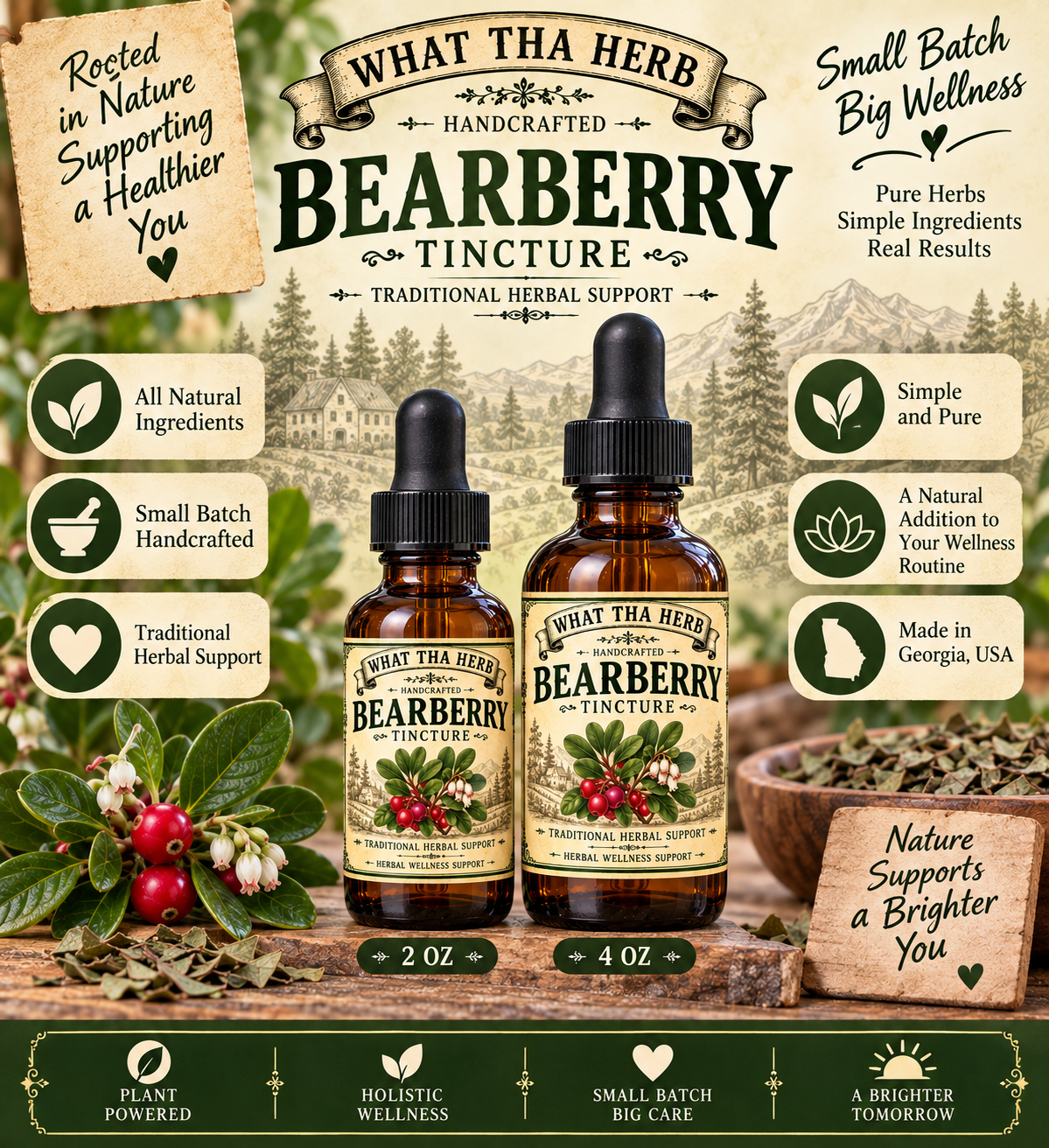 Bearberry Tincture | Uva Ursi Alcohol Botanical Extract