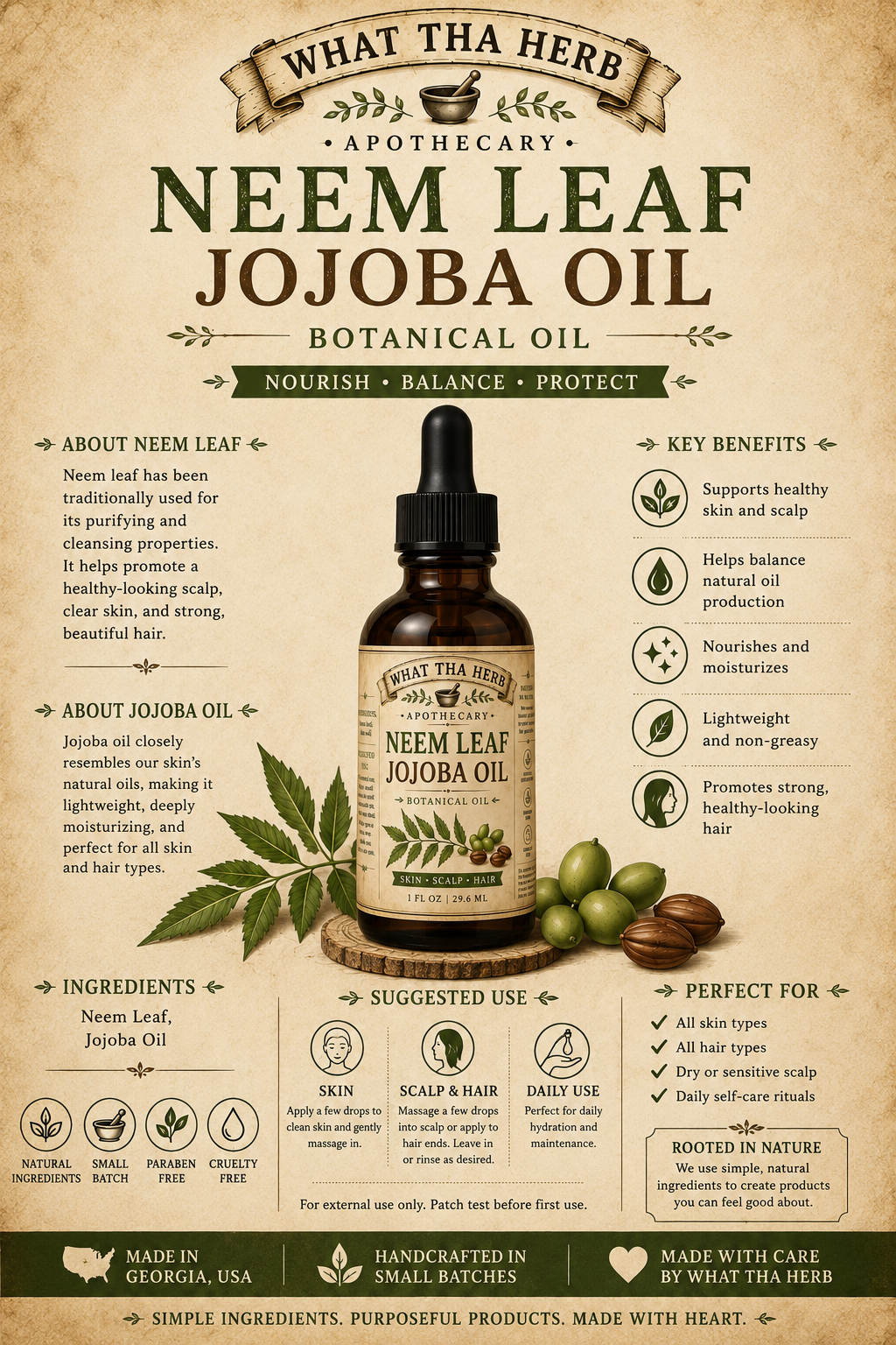 Neem Leaf Jojoba Oil Botanical Skin and Hair Oil