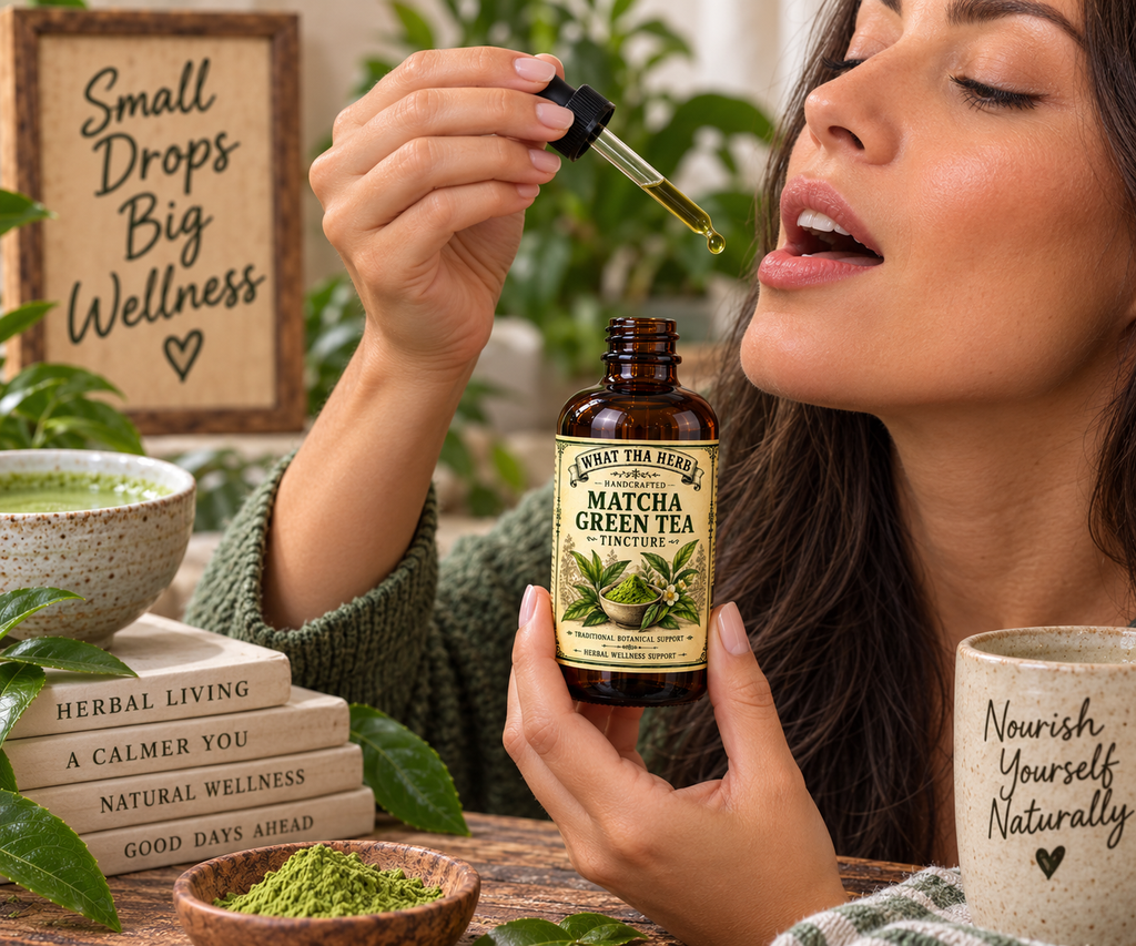 Matcha Green Tea Tincture – Herbal Extract in Amber Glass Dropper Bottle