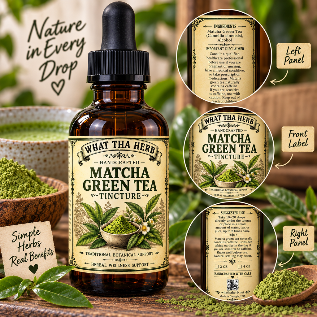 Matcha Green Tea Tincture – Herbal Extract in Amber Glass Dropper Bottle