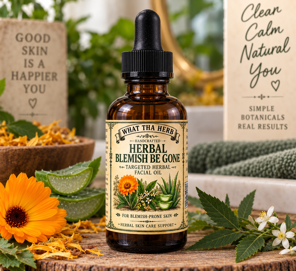 Herbal Blemish Be Gone Targeted Herbal Facial Oil, Neem Calendula Aloe Jojoba Oil, Blemish Prone Skin Care, 1 oz 2 oz