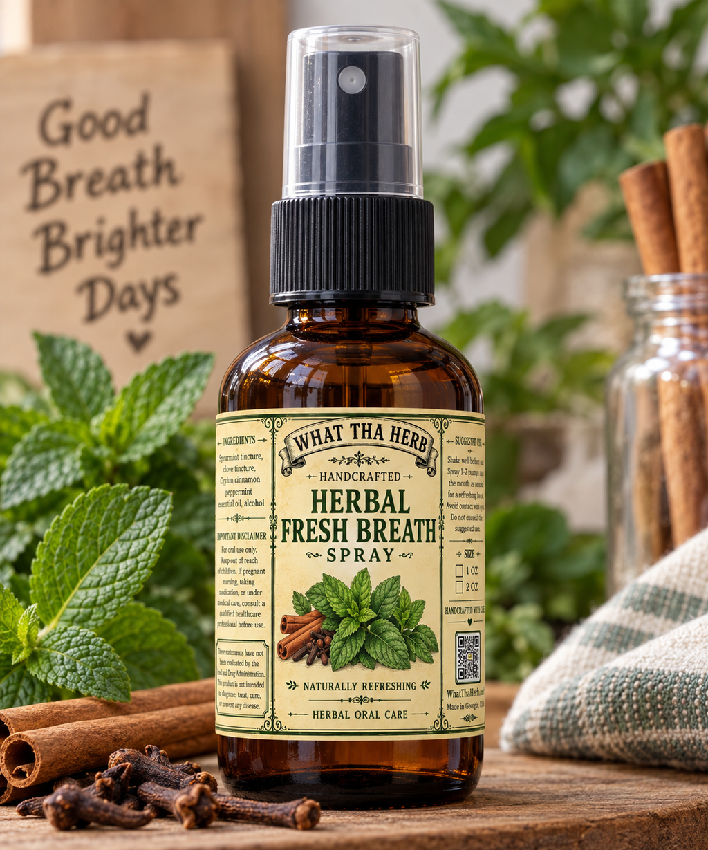 Herbal Fresh Breath Spray, Spearmint Clove Cinnamon, Natural Mouth Freshener