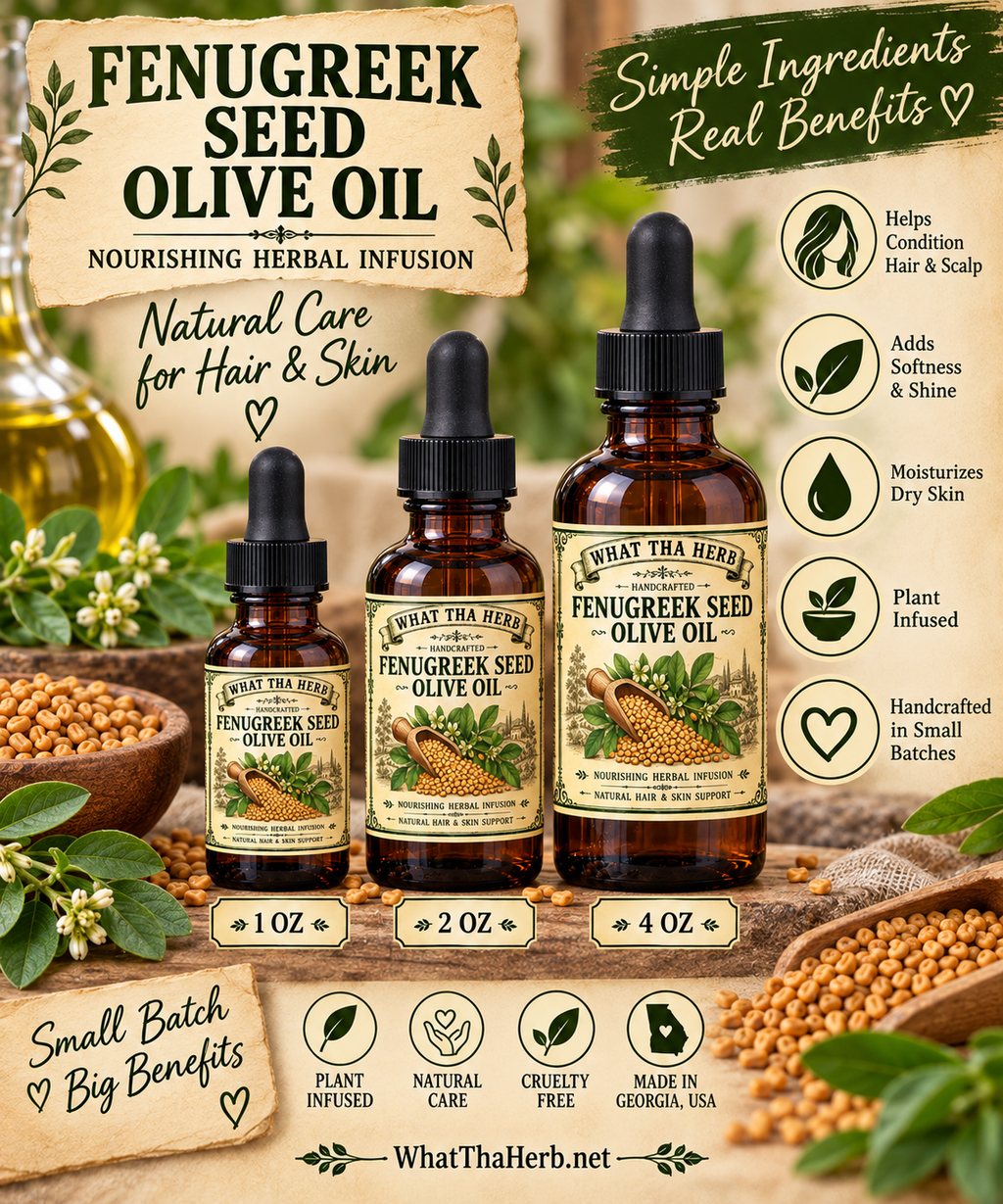 Fenugreek Seed Olive Oil: Herbal Hair, Scalp & Beard Care - 1oz/2oz/4oz