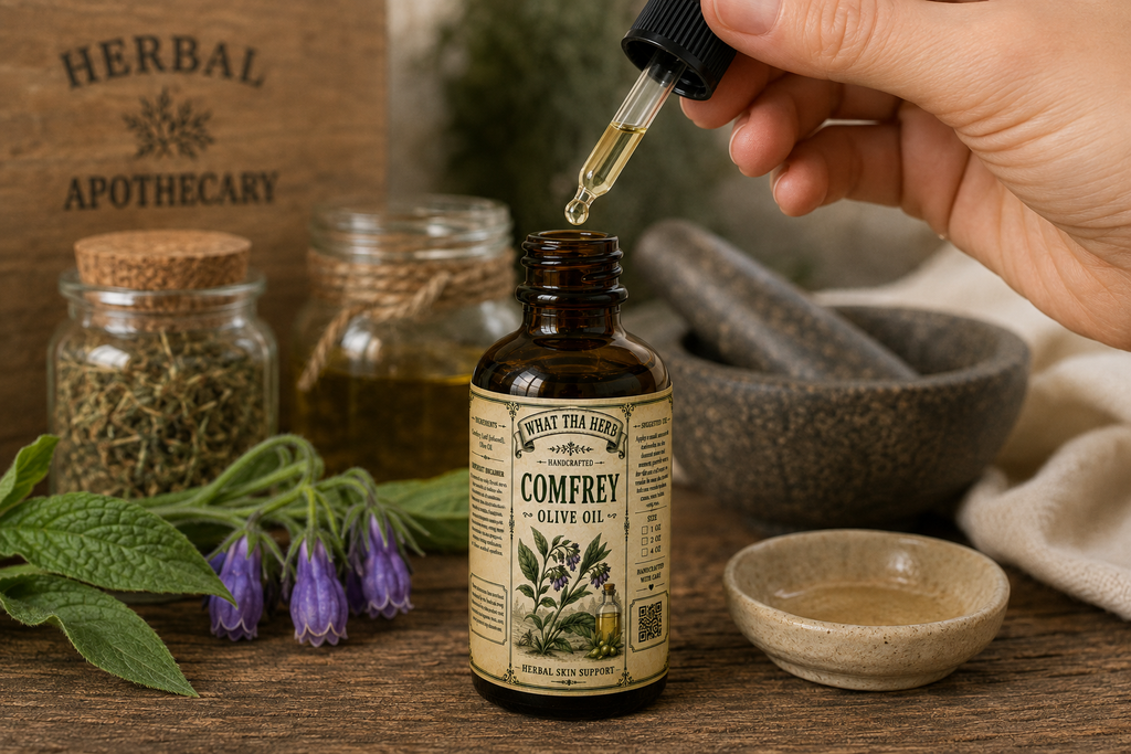 Comfrey Olive Oil Herbal Skin Support Handcrafted Botanical Body Oil