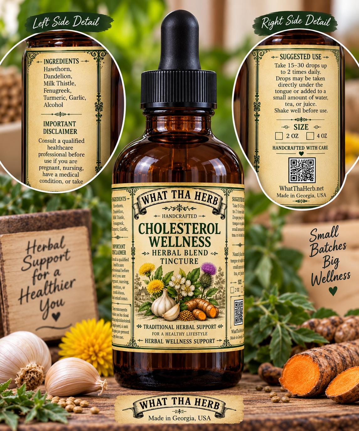 Cholesterol Wellness Herbal Blend Tincture, Daily Herbal Support
