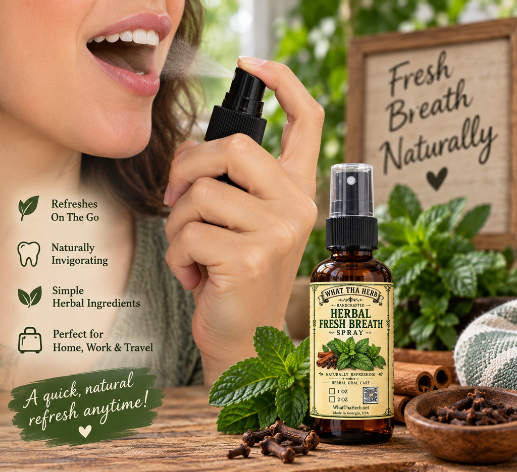 Herbal Fresh Breath Spray, Spearmint Clove Cinnamon, Natural Mouth Freshener