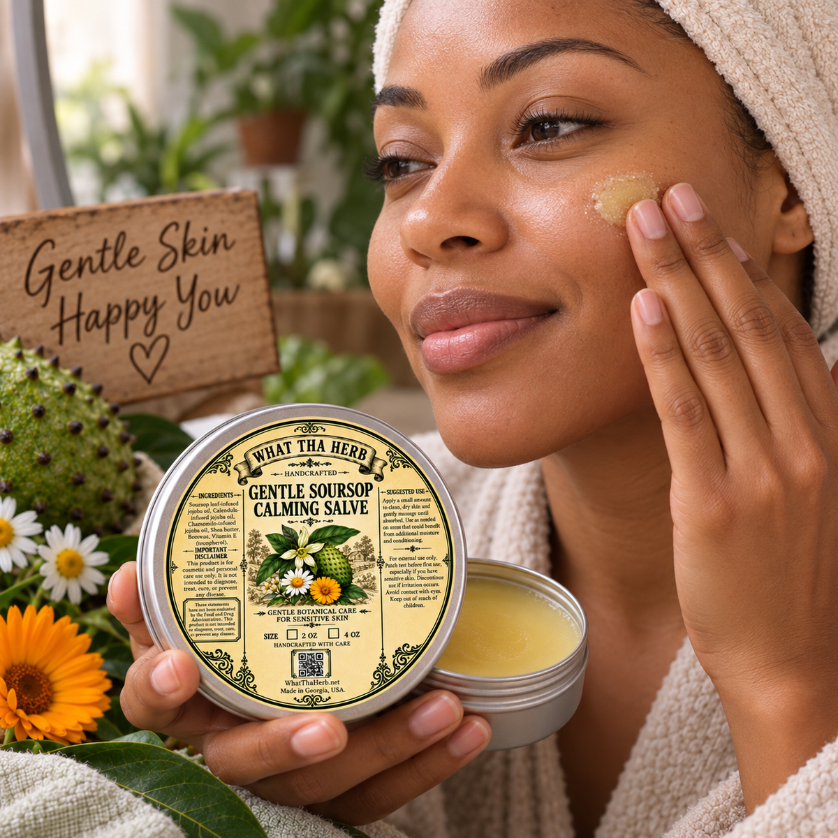 Gentle Soursop Calming Salve for Sensitive Skin | Fragrance Free Botanical Salve