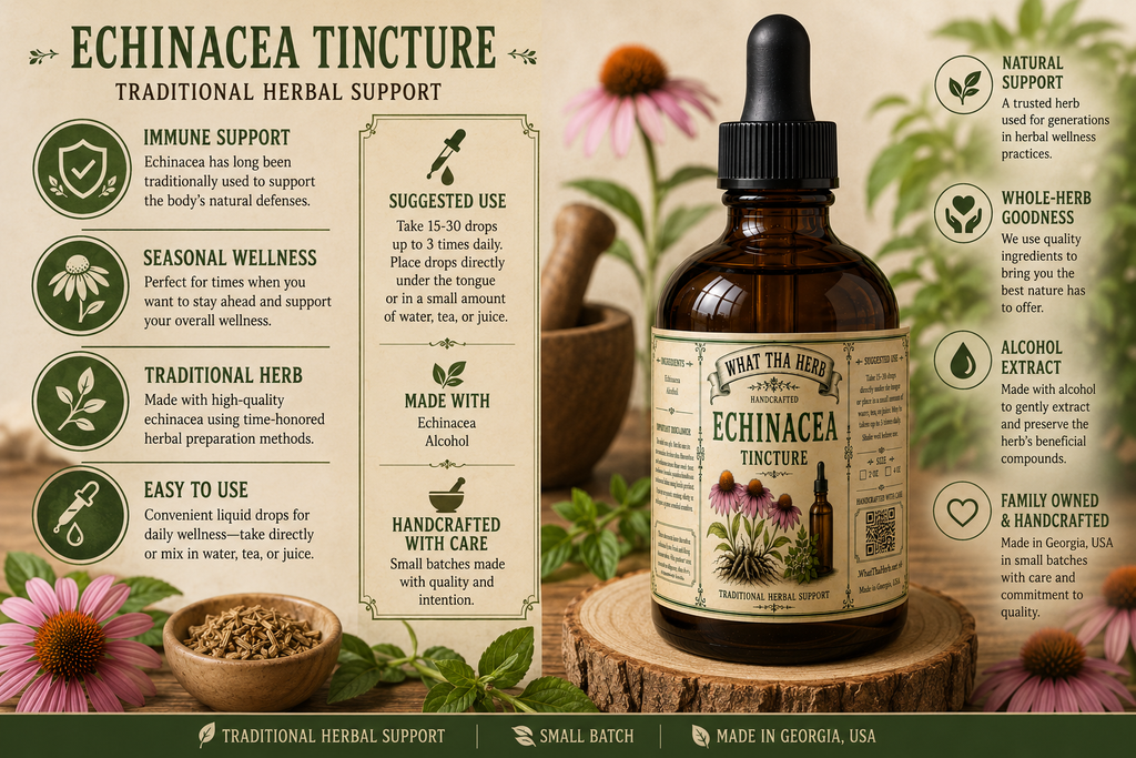 Echinacea Tincture | Handcrafted Herbal Extract | What Tha Herb