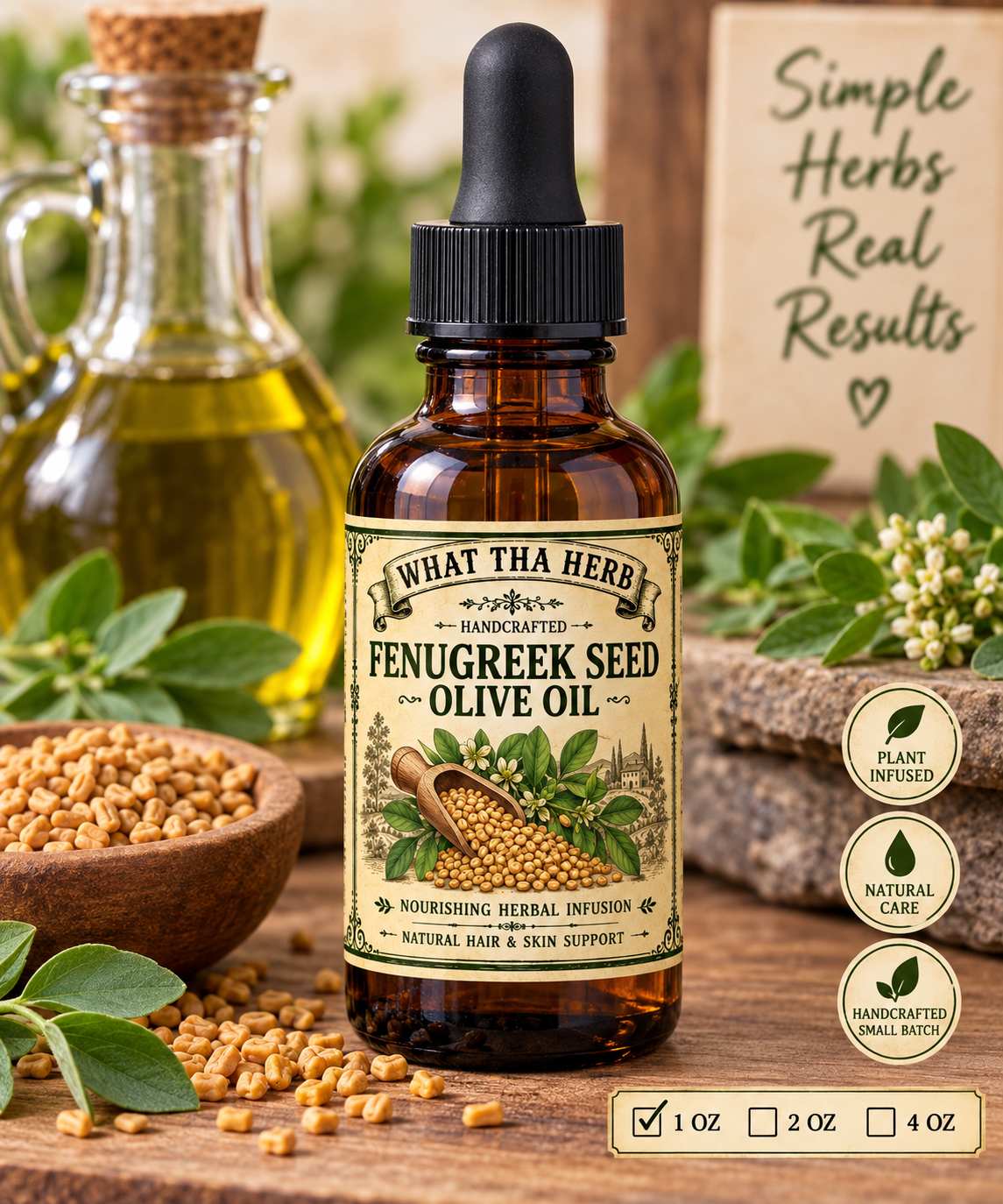Fenugreek Seed Olive Oil: Herbal Hair, Scalp & Beard Care - 1oz/2oz/4oz