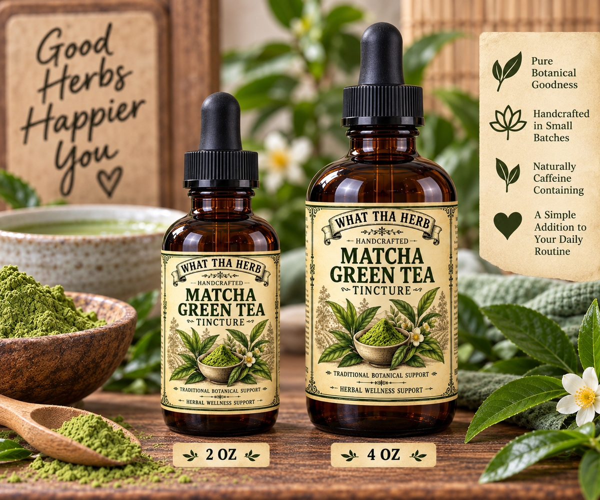 Matcha Green Tea Tincture – Herbal Extract in Amber Glass Dropper Bottle