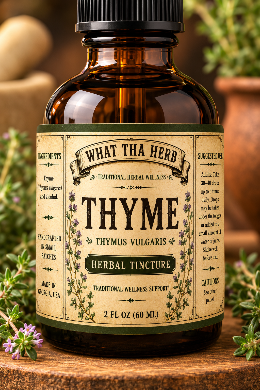 Thyme Tincture | Herbal Wellness Tincture | 2 oz & 4 oz