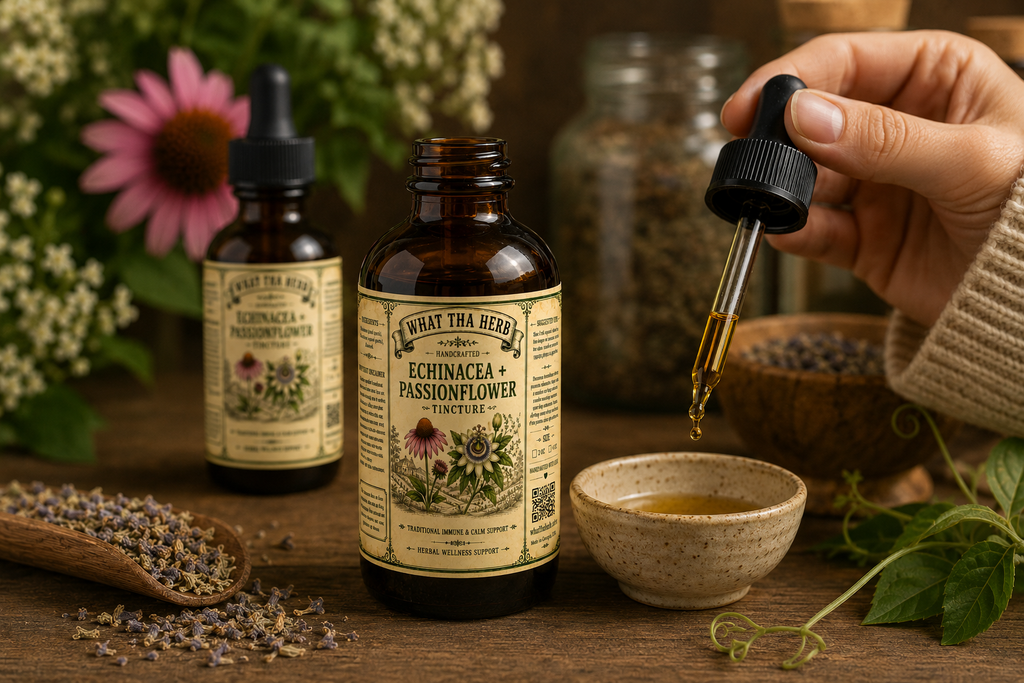 Echinacea Passionflower Tincture Herbal Extract Immune Wellness Calm Relaxation Support 2 oz 4 oz
