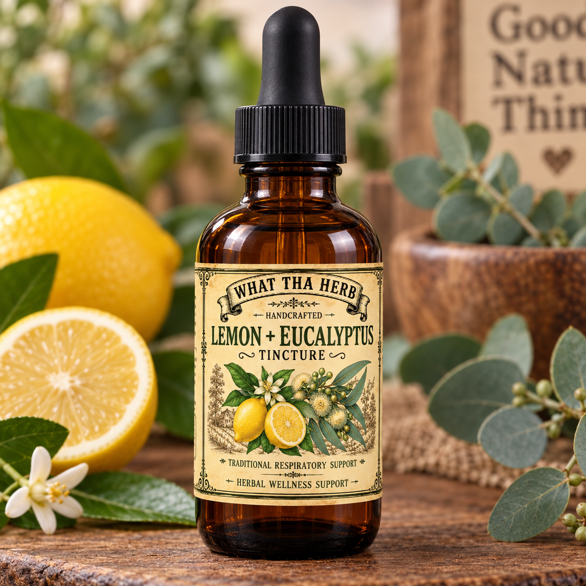Lemon & Eucalyptus Herbal Tincture – Fresh Leaf Botanical Blend 2oz 4oz