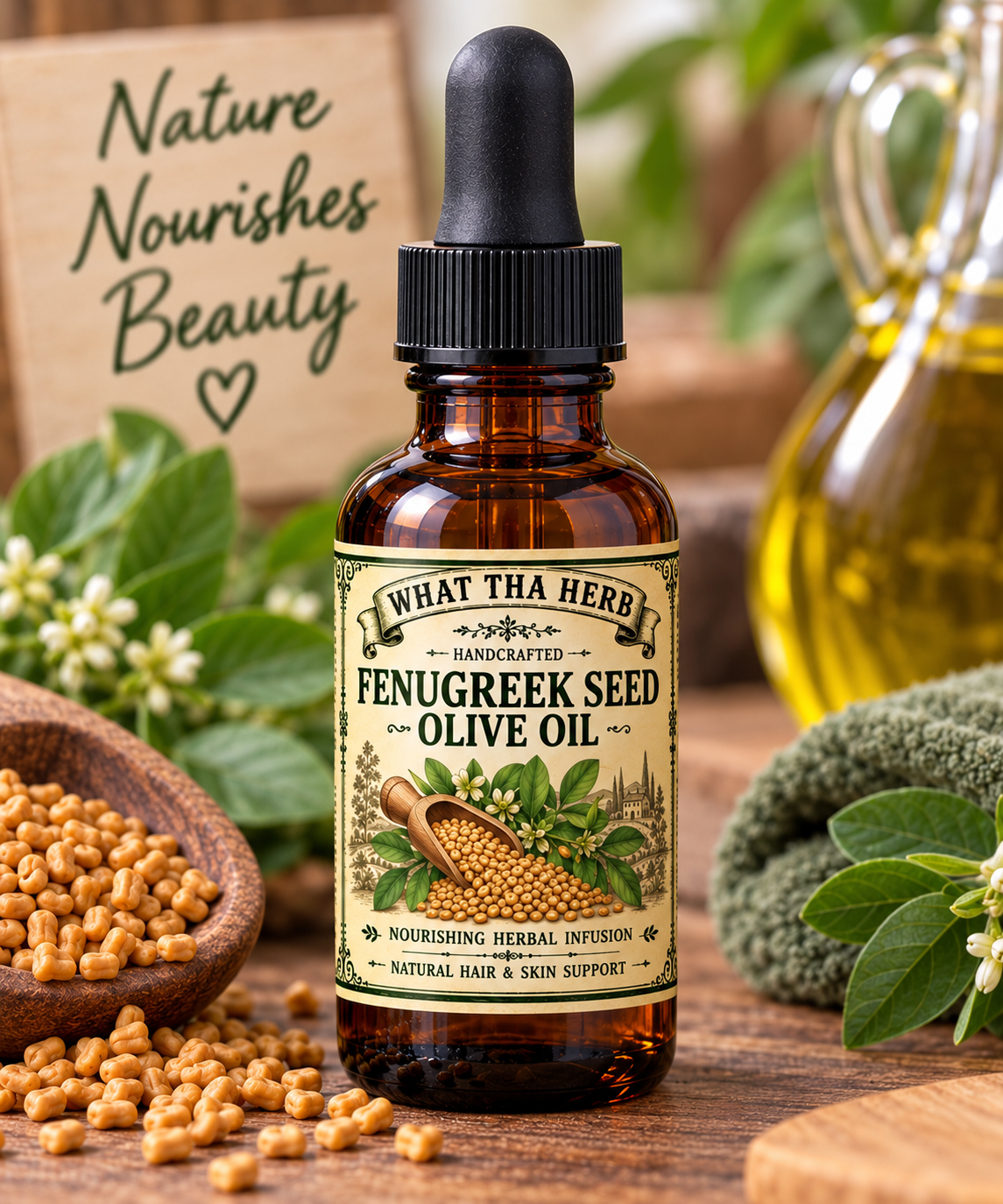 Fenugreek Seed Olive Oil: Herbal Hair, Scalp & Beard Care - 1oz/2oz/4oz