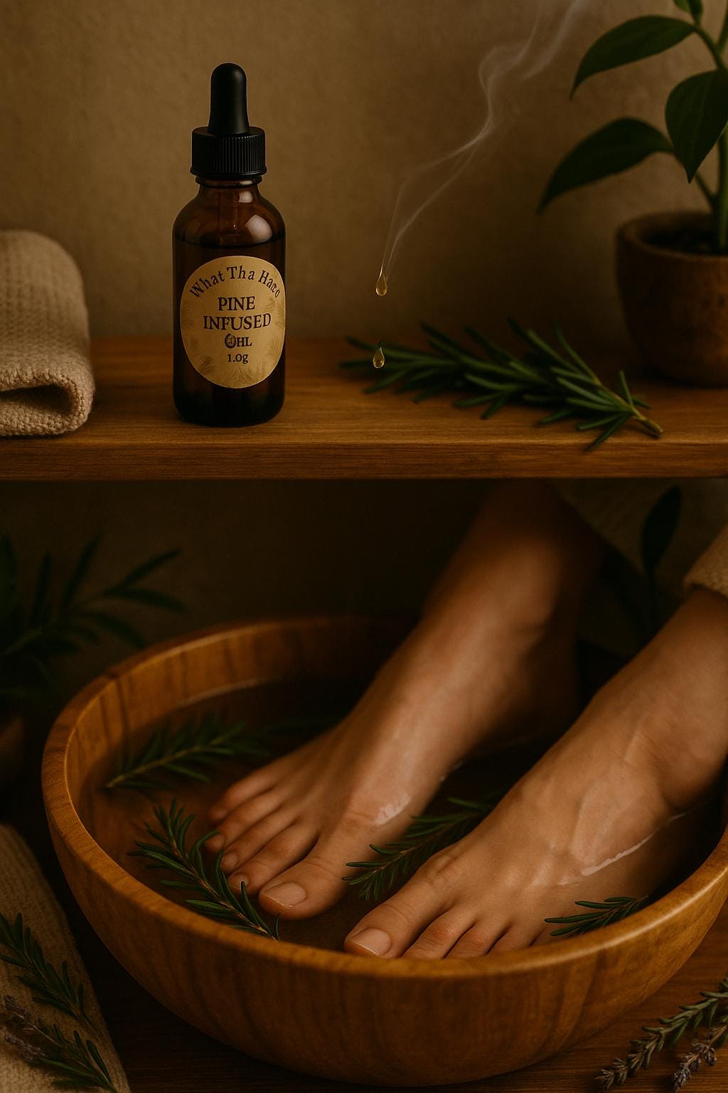 Handcrafted Pine-Infused Oil – Natural Remedy for Muscles, Skin, and Mind | What Tha Herb