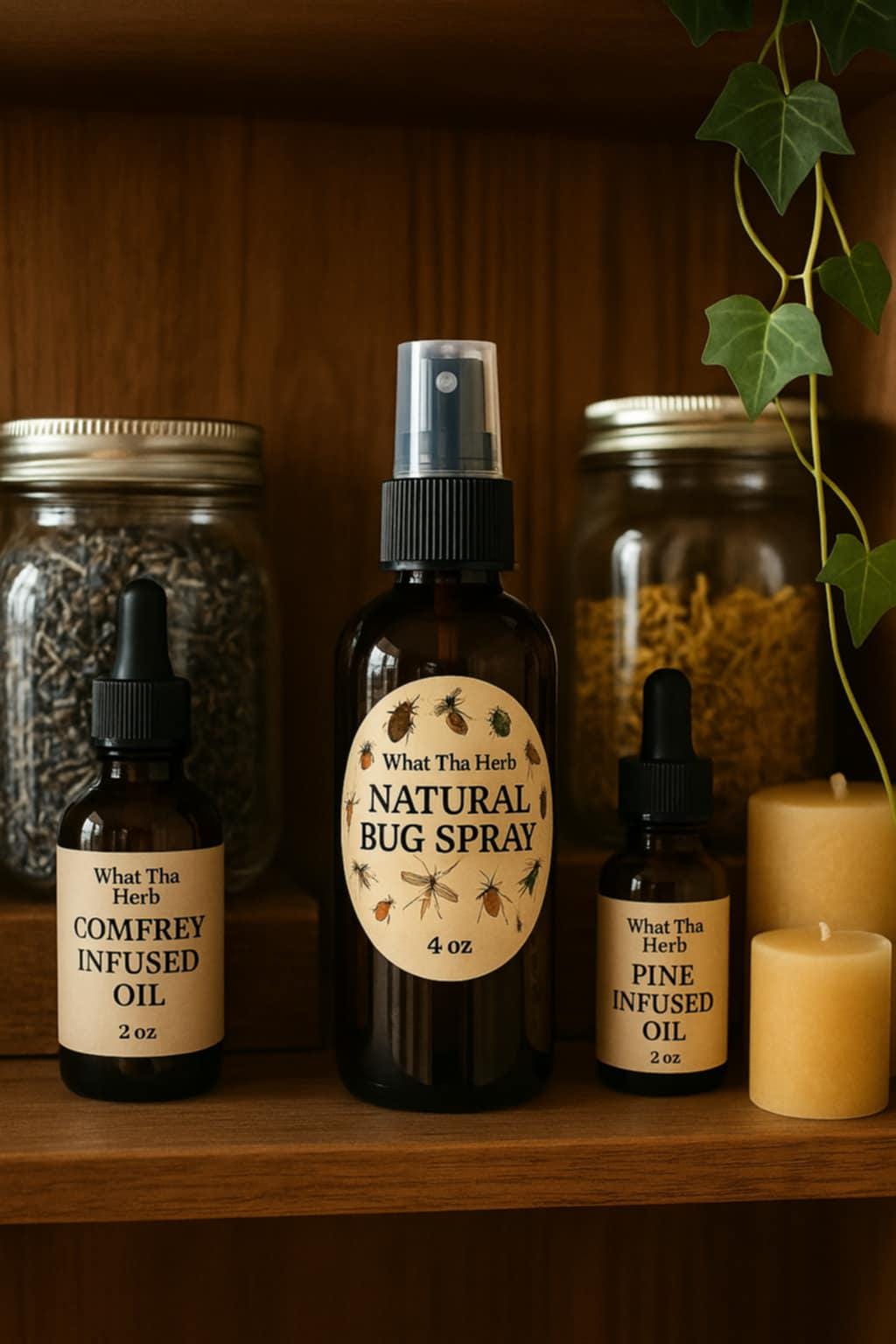 Natural Bug Spray | 4 oz Herbal Insect Repellent | DEET-Free Outdoor Spray | What Tha Herb