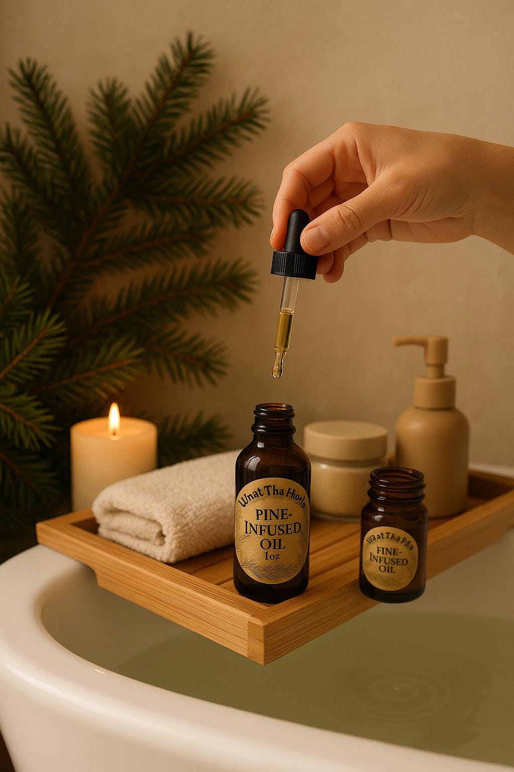 Handcrafted Pine-Infused Oil – Natural Remedy for Muscles, Skin, and Mind | What Tha Herb