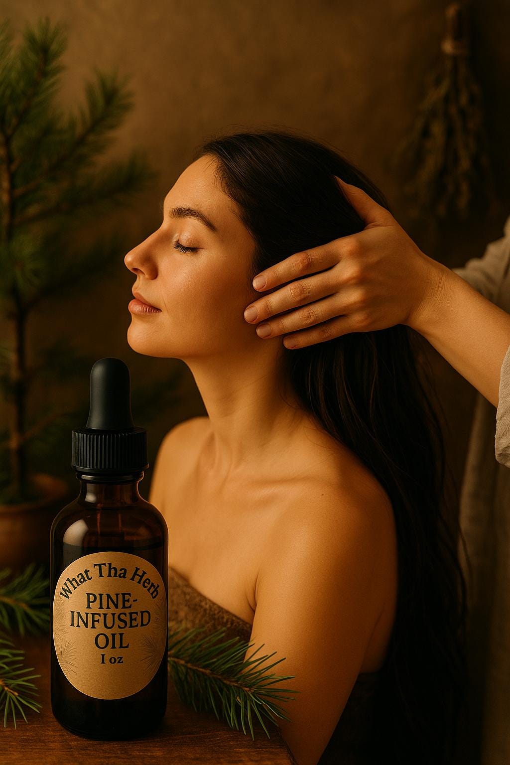 Handcrafted Pine-Infused Oil – Natural Remedy for Muscles, Skin, and Mind | What Tha Herb