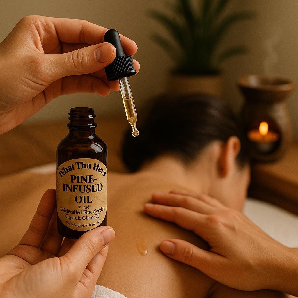 Handcrafted Pine-Infused Oil – Natural Remedy for Muscles, Skin, and Mind | What Tha Herb