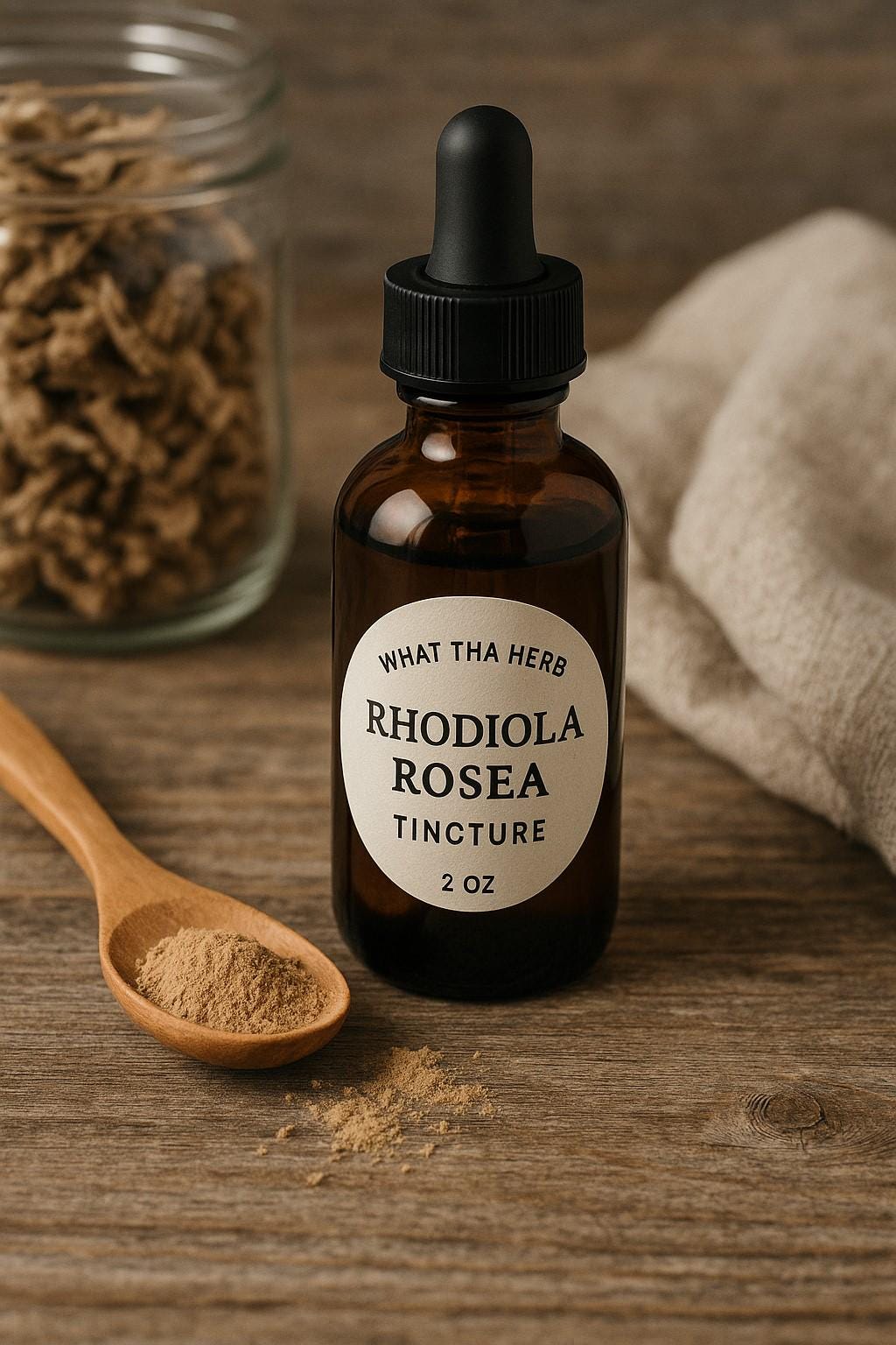 Rhodiola Rosea Tincture | Adaptogenic Stress & Energy Support | 2oz Dropper | What Tha Herb