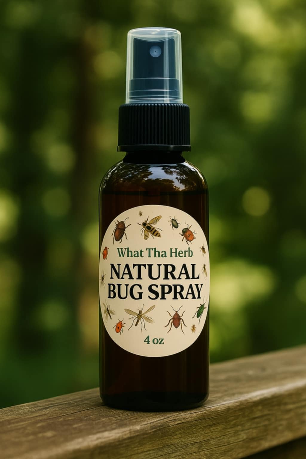 Natural Bug Spray | 4 oz Herbal Insect Repellent | DEET-Free Outdoor Spray | What Tha Herb