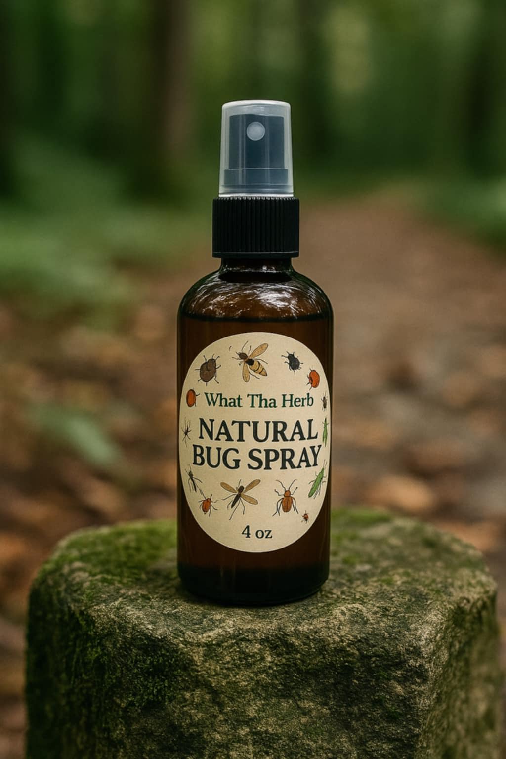 Natural Bug Spray | 4 oz Herbal Insect Repellent | DEET-Free Outdoor Spray | What Tha Herb
