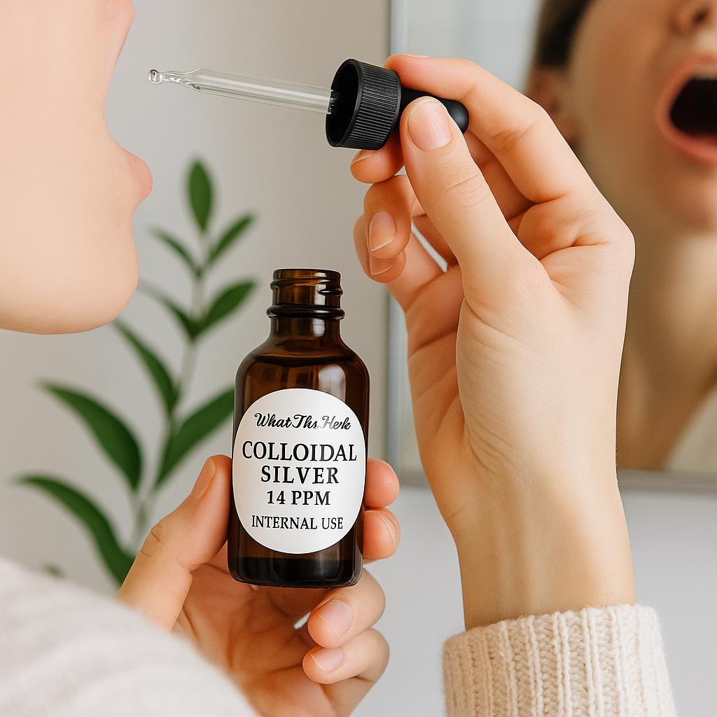 Colloidal Silver Tonic | Internal Use | 2 oz Amber Glass Dropper Bottle | What Tha Herb