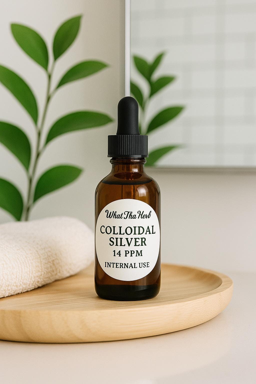 Colloidal Silver Tonic | Internal Use | 2 oz Amber Glass Dropper Bottle | What Tha Herb