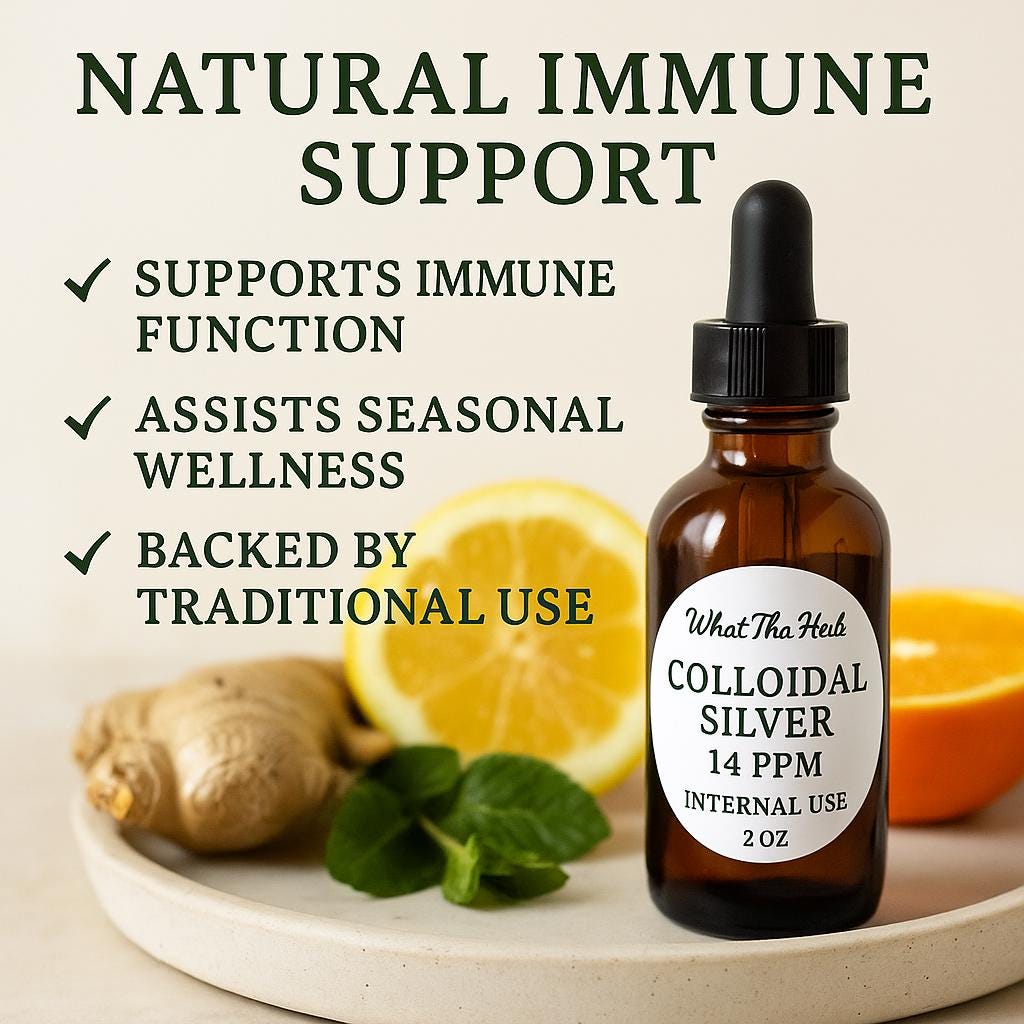 Colloidal Silver Tonic | Internal Use | 2 oz Amber Glass Dropper Bottle | What Tha Herb