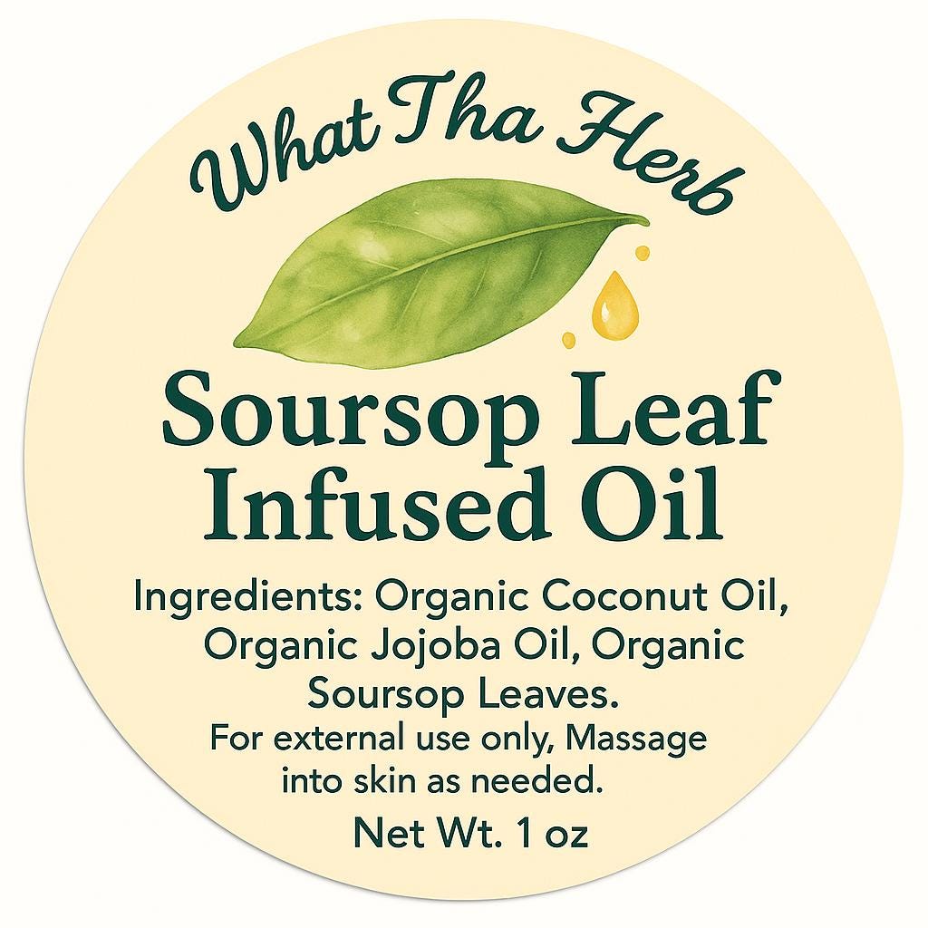 Soursop Leaf Infused Oil: Coconut Jojoba Blend, Herbal Skincare