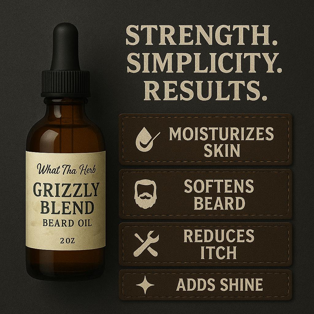 Grizzly Blend Beard Oil – 2 oz Dropper Bottle | Rugged Conditioning for Beards & Skin