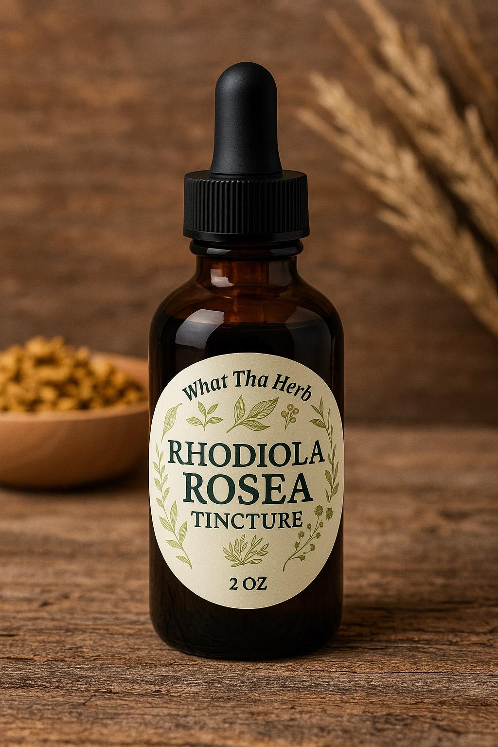 Rhodiola Rosea Tincture | Adaptogenic Stress & Energy Support | 2oz Dropper | What Tha Herb