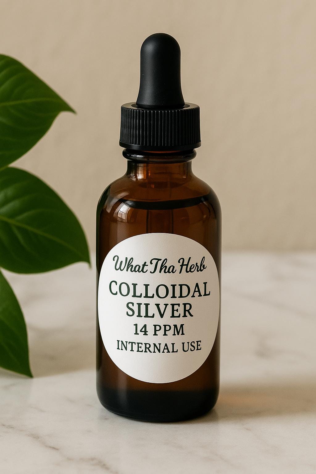 Colloidal Silver Tonic | Internal Use | 2 oz Amber Glass Dropper Bottle | What Tha Herb