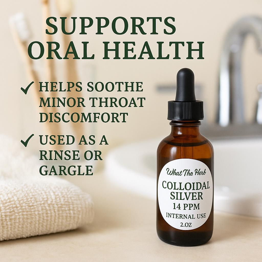 Colloidal Silver Tonic | Internal Use | 2 oz Amber Glass Dropper Bottle | What Tha Herb