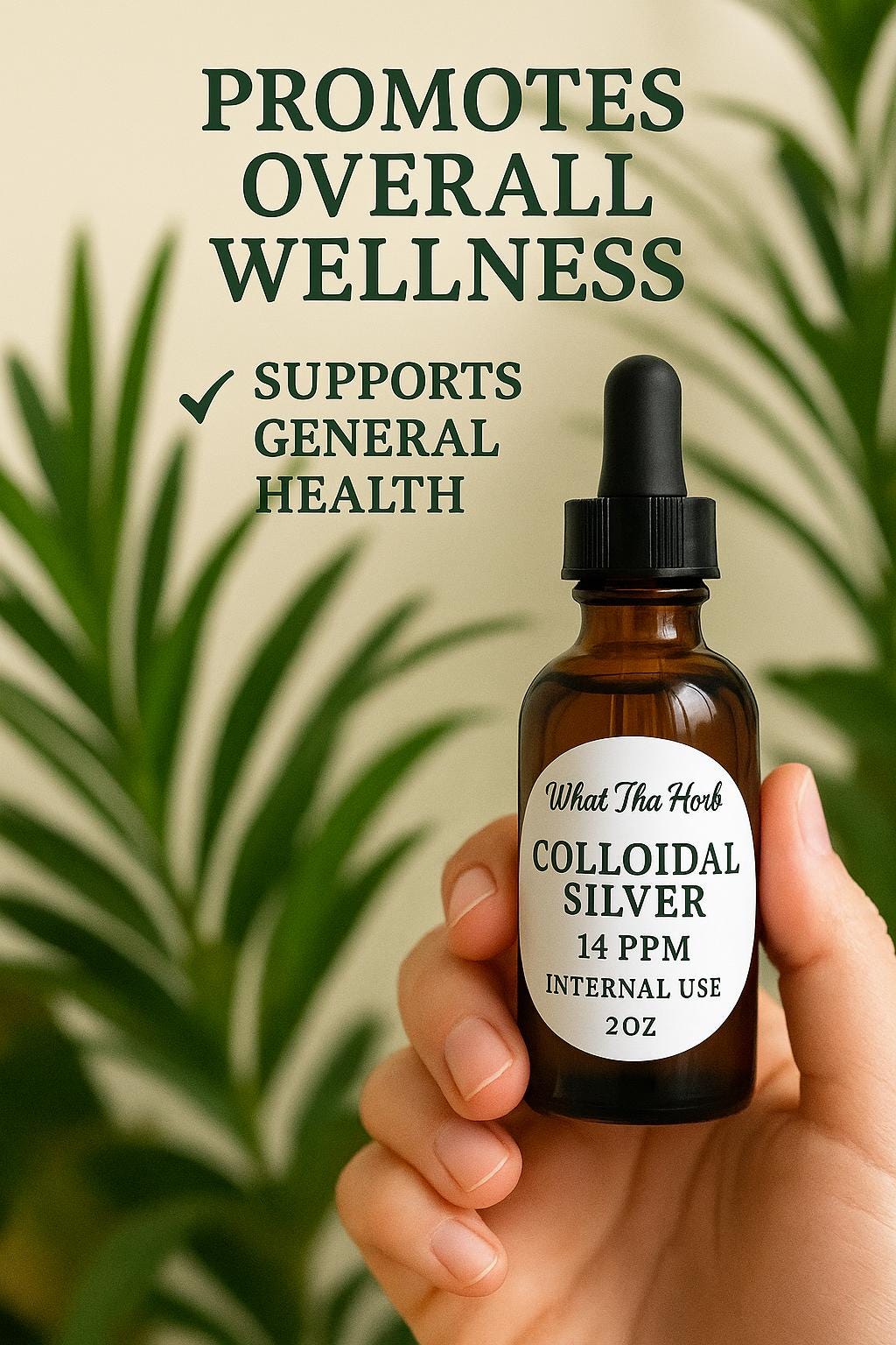 Colloidal Silver Tonic | Internal Use | 2 oz Amber Glass Dropper Bottle | What Tha Herb