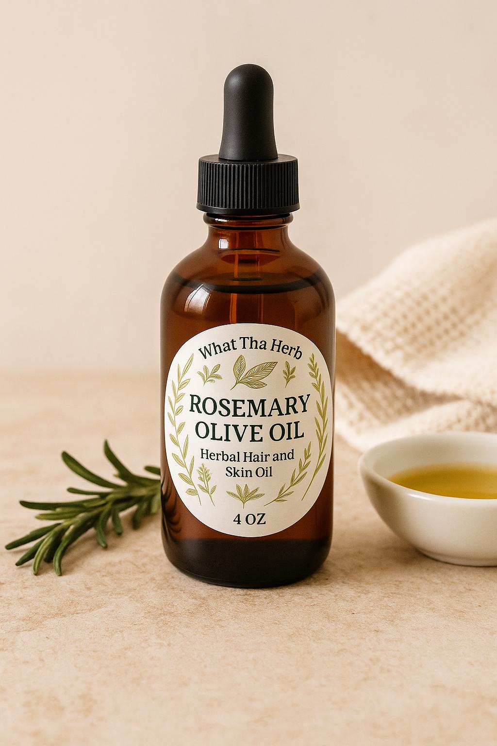Rosemary Olive Oil | 2 oz & 4 oz Amber Dropper Bottle | What Tha Herb