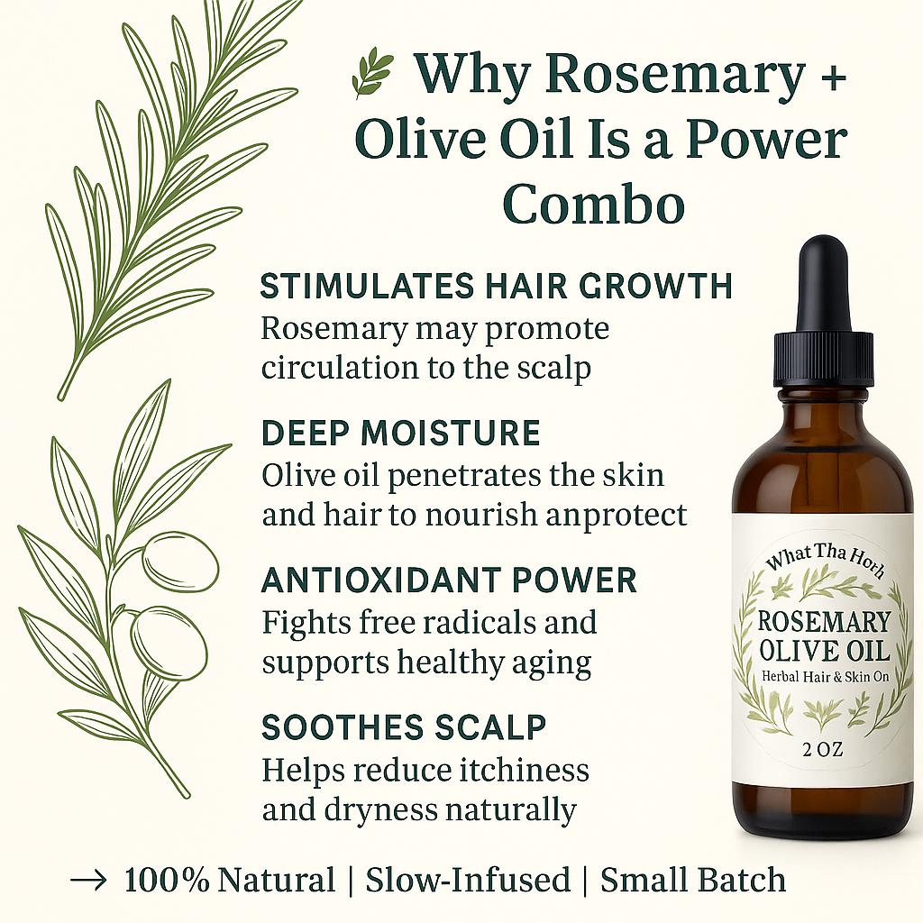 Rosemary Olive Oil | 2 oz & 4 oz Amber Dropper Bottle | What Tha Herb