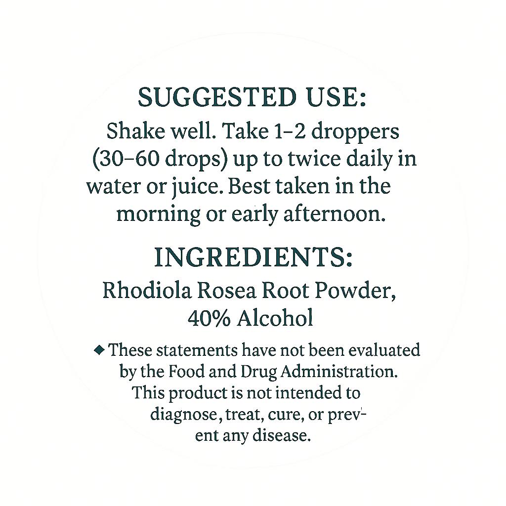 Rhodiola Rosea Tincture | Adaptogenic Stress & Energy Support | 2oz Dropper | What Tha Herb