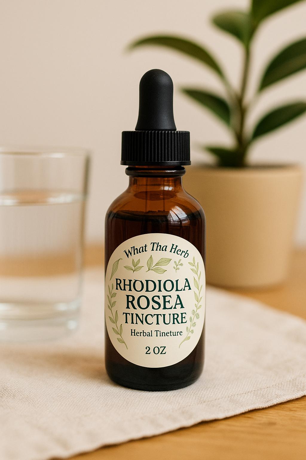 Rhodiola Rosea Tincture | Adaptogenic Stress & Energy Support | 2oz Dropper | What Tha Herb