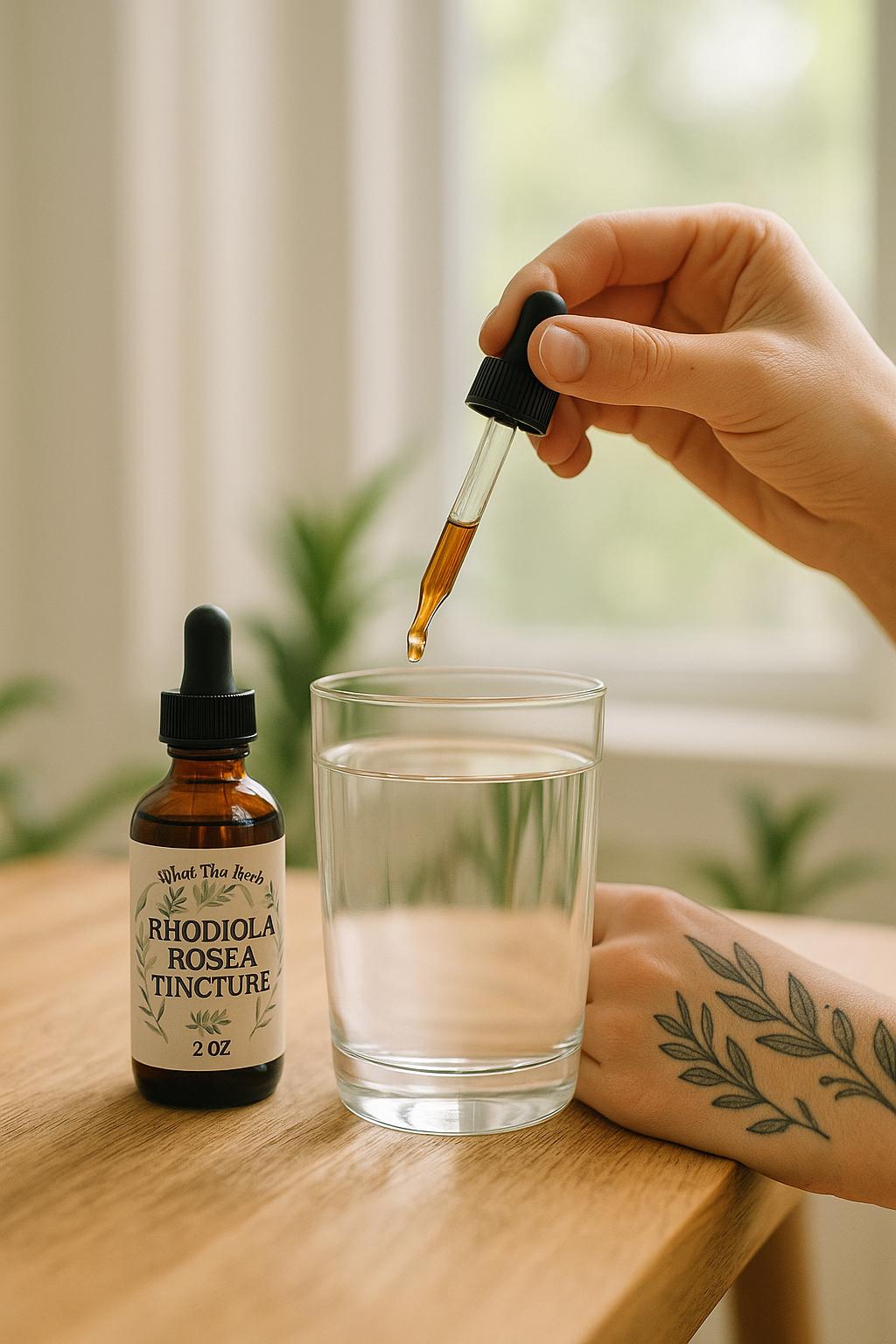 Rhodiola Rosea Tincture | Adaptogenic Stress & Energy Support | 2oz Dropper | What Tha Herb