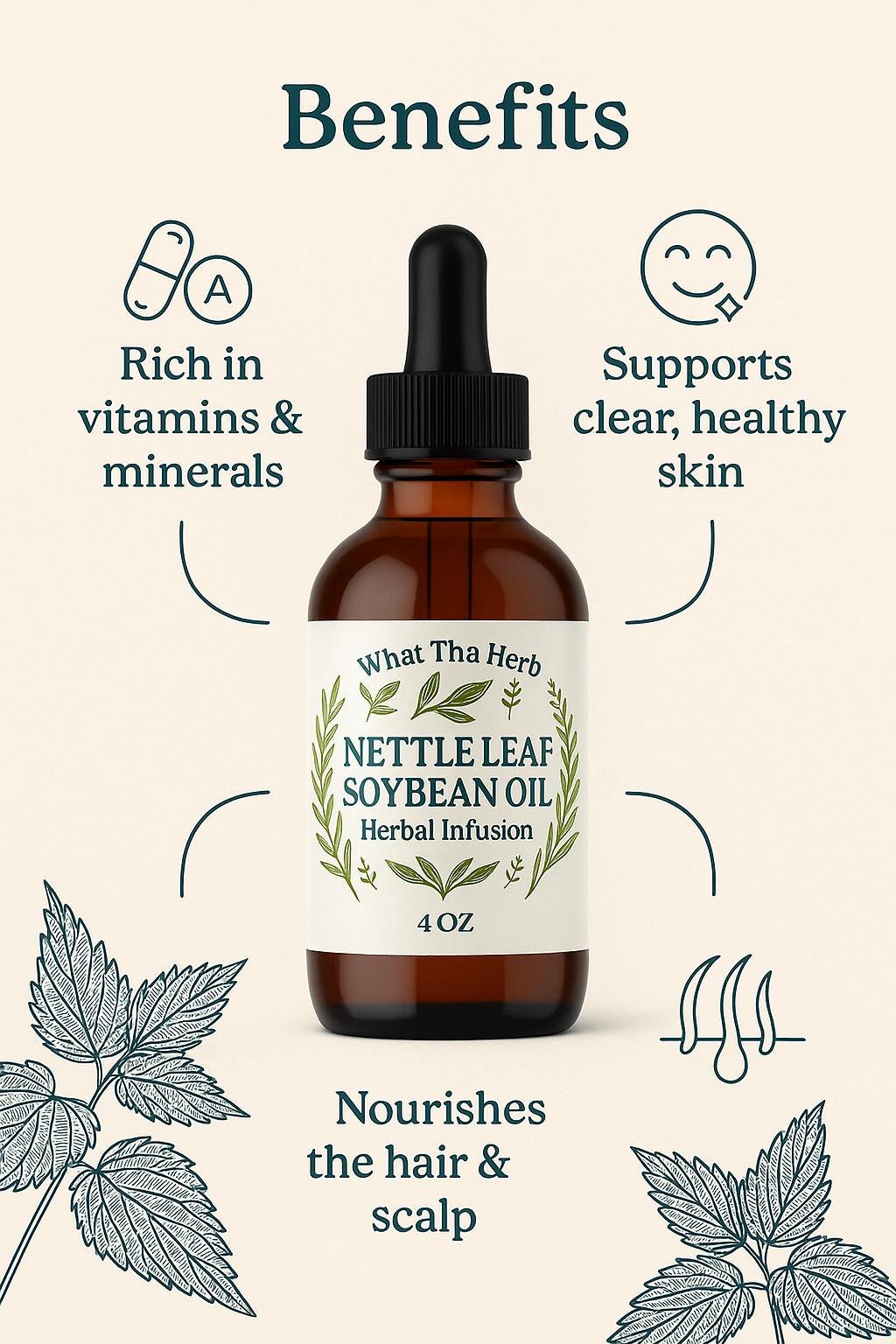 Nettle Leaf Soybean Oil | Herbal Skin & Scalp Nourishment