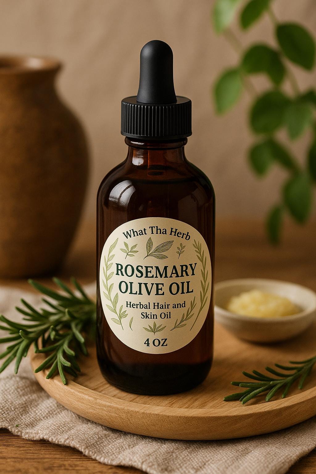 Rosemary Olive Oil | 2 oz & 4 oz Amber Dropper Bottle | What Tha Herb