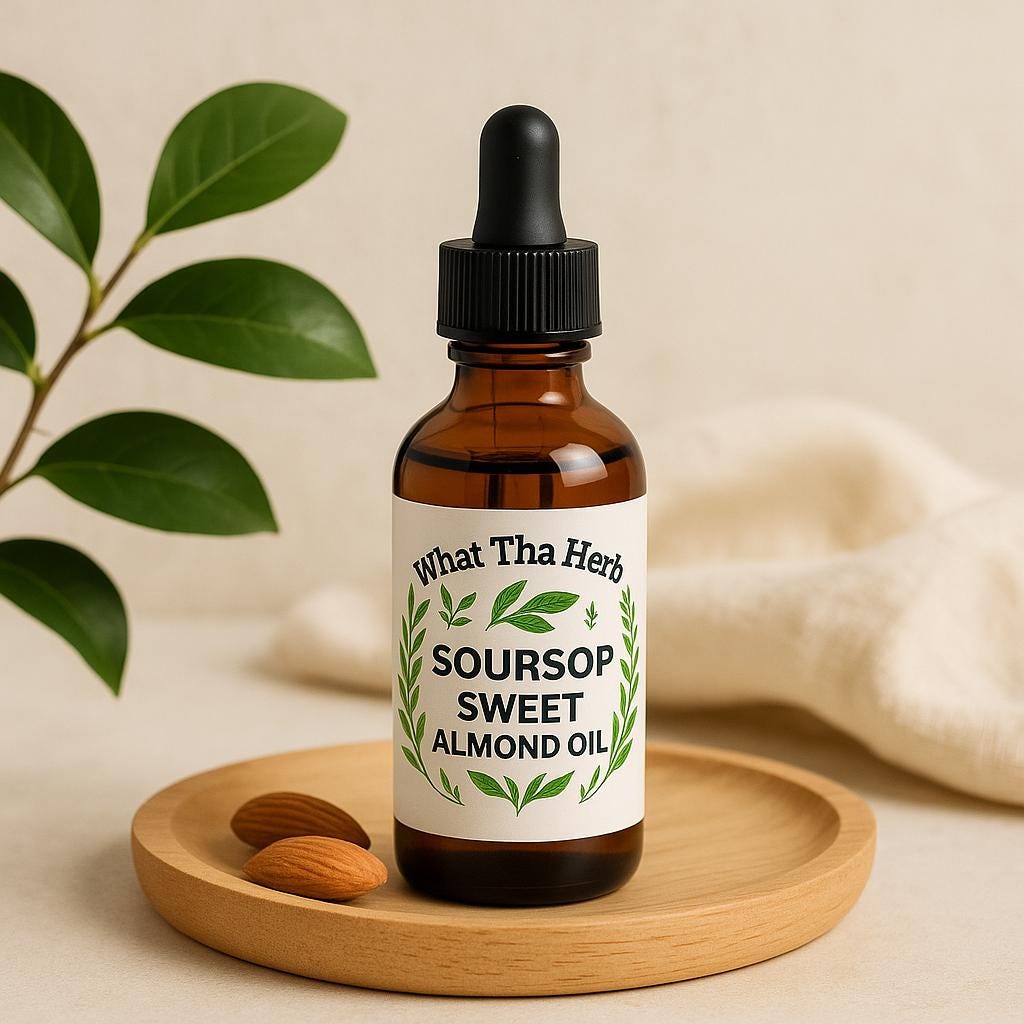 Soursop Herbal Infused Oil: Coconut, Almond, or Jojoba - 1oz, 2oz, 4oz