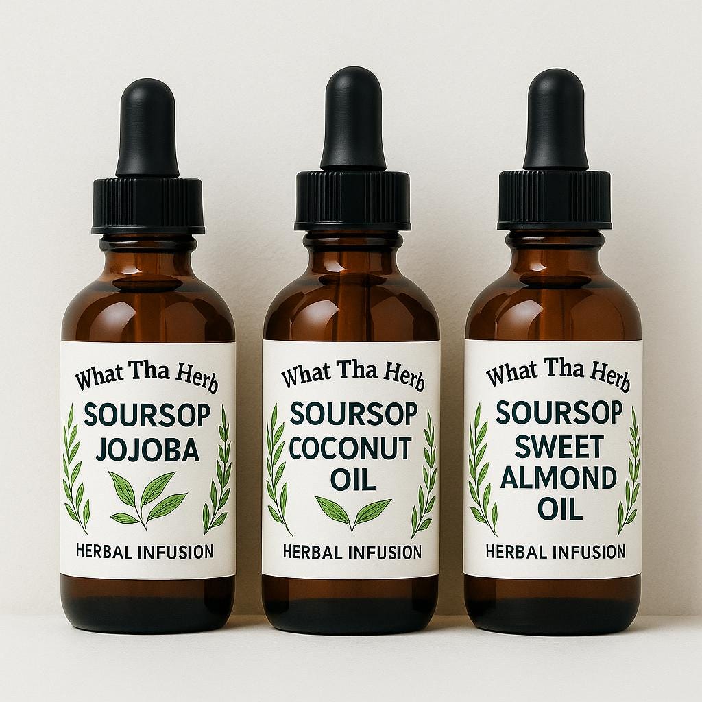 Soursop Herbal Infused Oil: Coconut, Almond, or Jojoba - 1oz, 2oz, 4oz