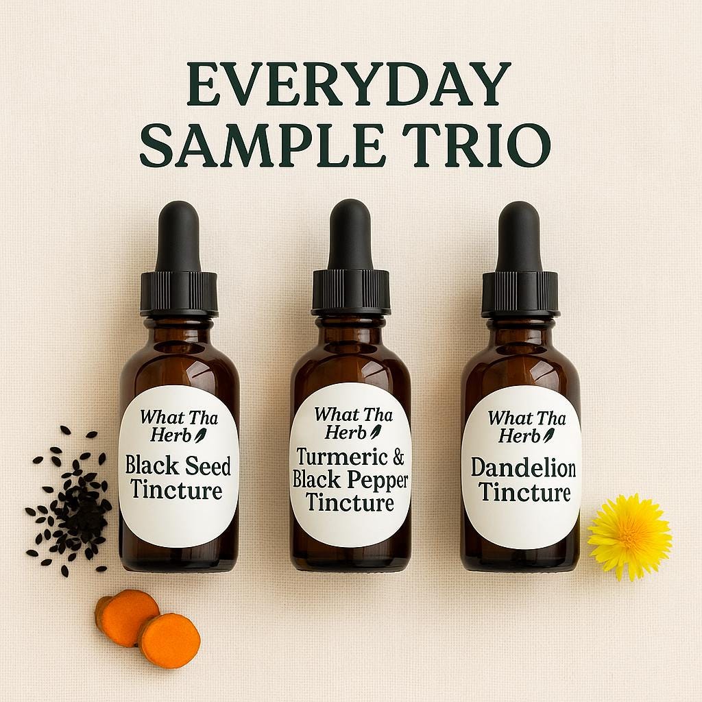 Everyday Sample Trio Herbal Tinctures | Black Seed, Turmeric & Dandelion Set