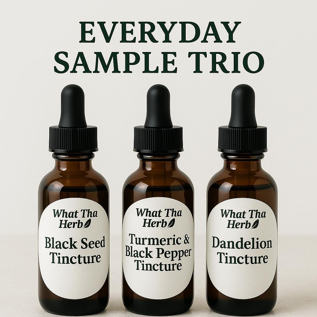 Everyday Sample Trio Herbal Tinctures | Black Seed, Turmeric & Dandelion Set